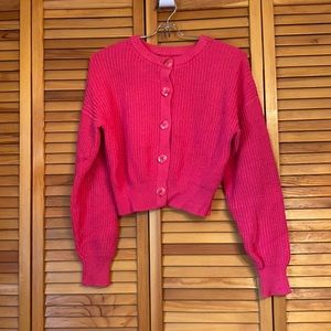 Hot Pink Forever 21 Cropped Cardigan